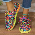 Colorful Round Toe Canvas Slip-Ons