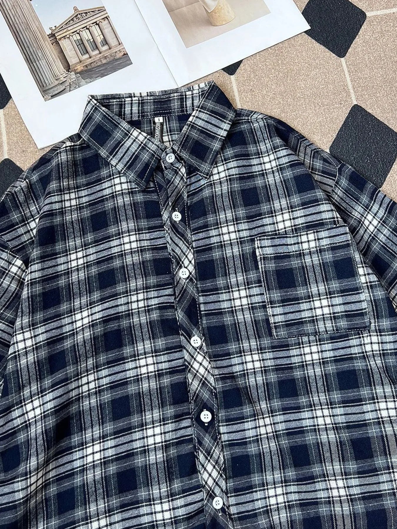 Men's Plus Size Plaid Button Up Short Sleeve Shirt