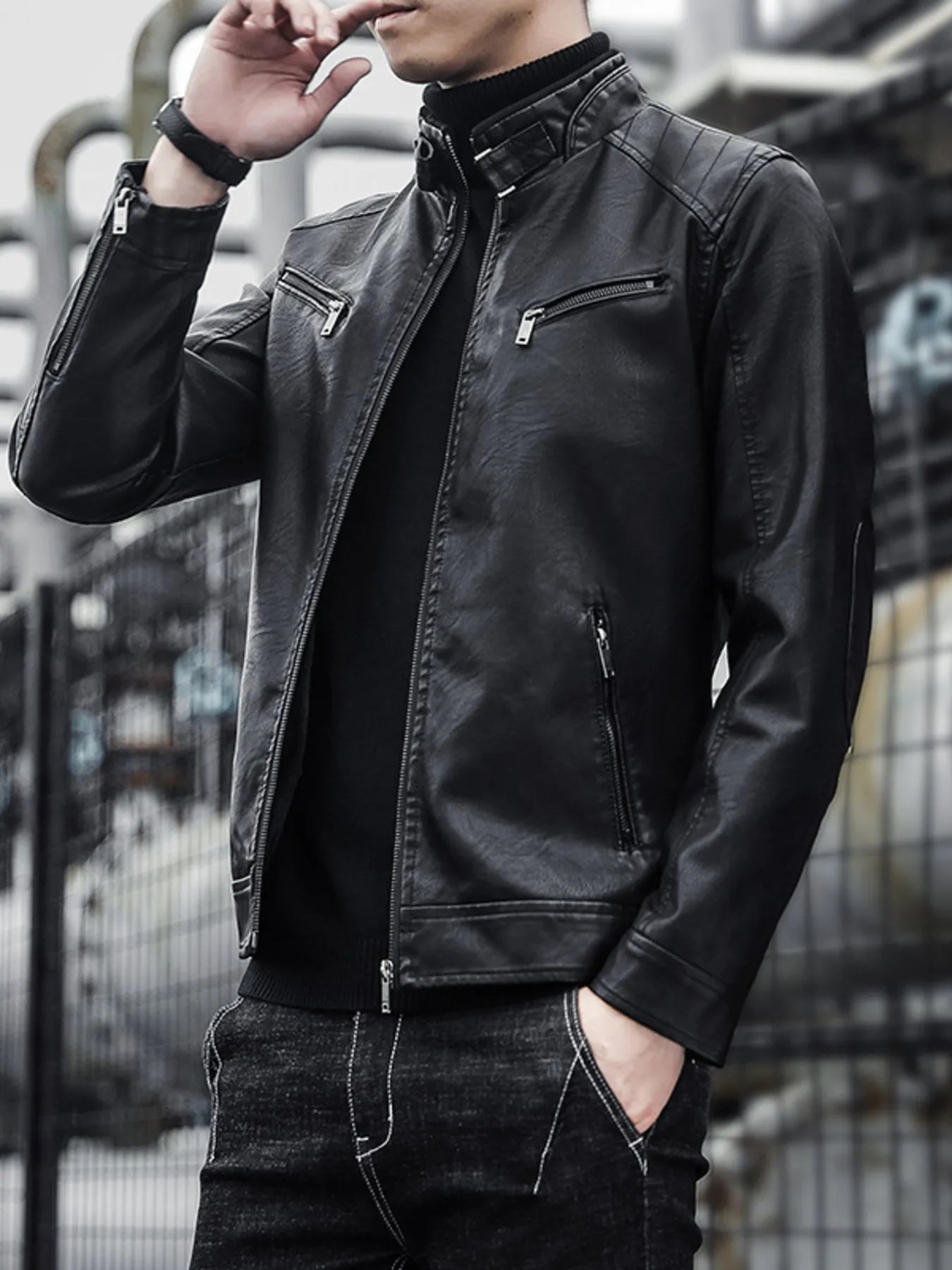 Men's Plus Size Zip Up Long Sleeve Jacket