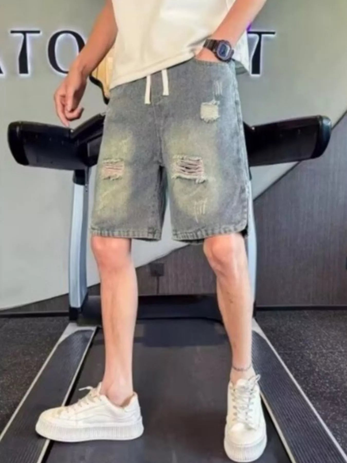 Men's Full Size Distressed Denim Shorts Plus Size