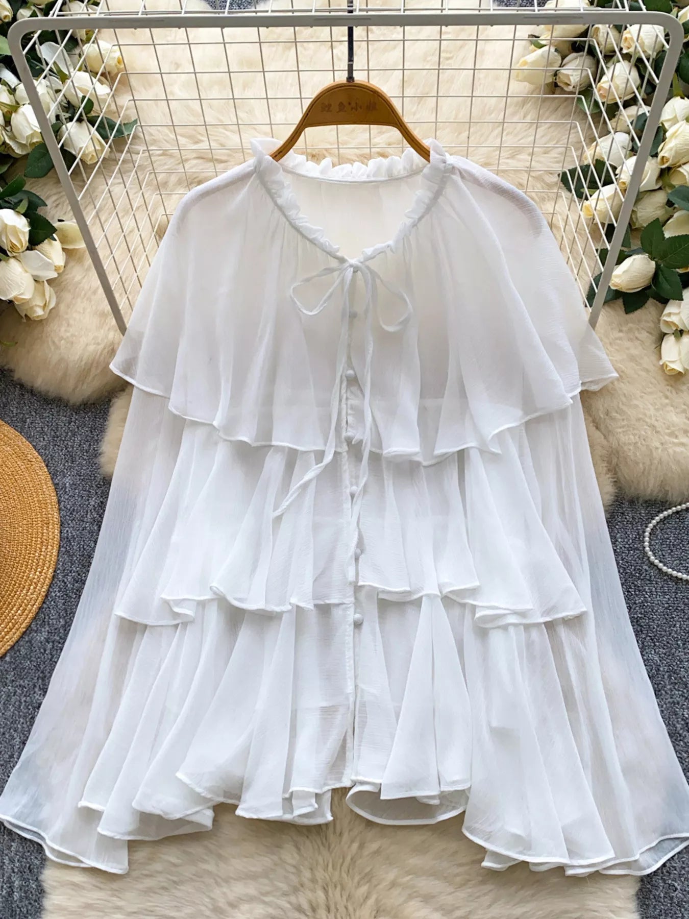 Ruffle Tiered Chiffon Blouse