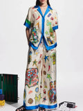 Printed Button Up Shirt and Pants Set