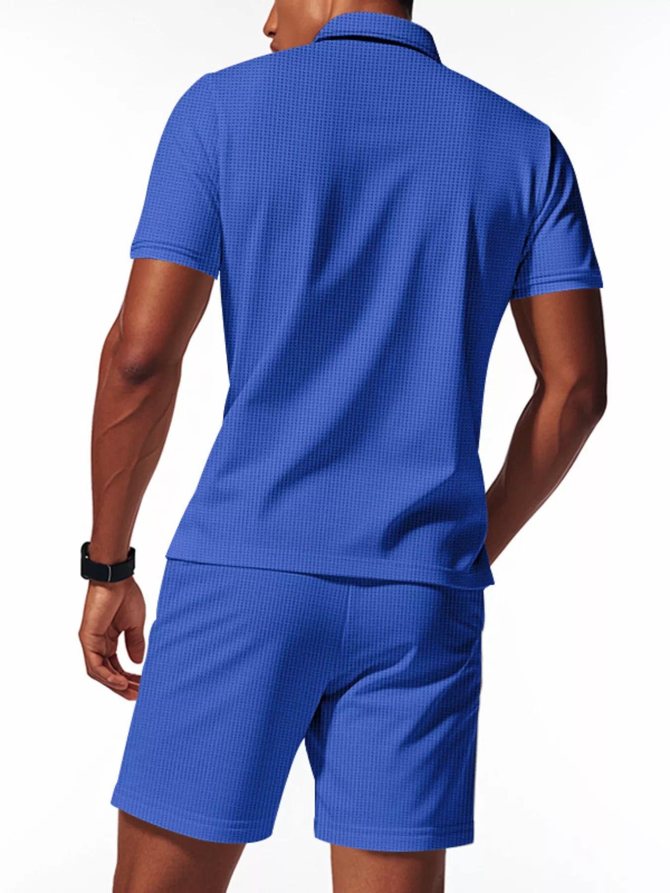 Men's Full Size Casual Short Sleeve Polo and Shorts Set Plus Size