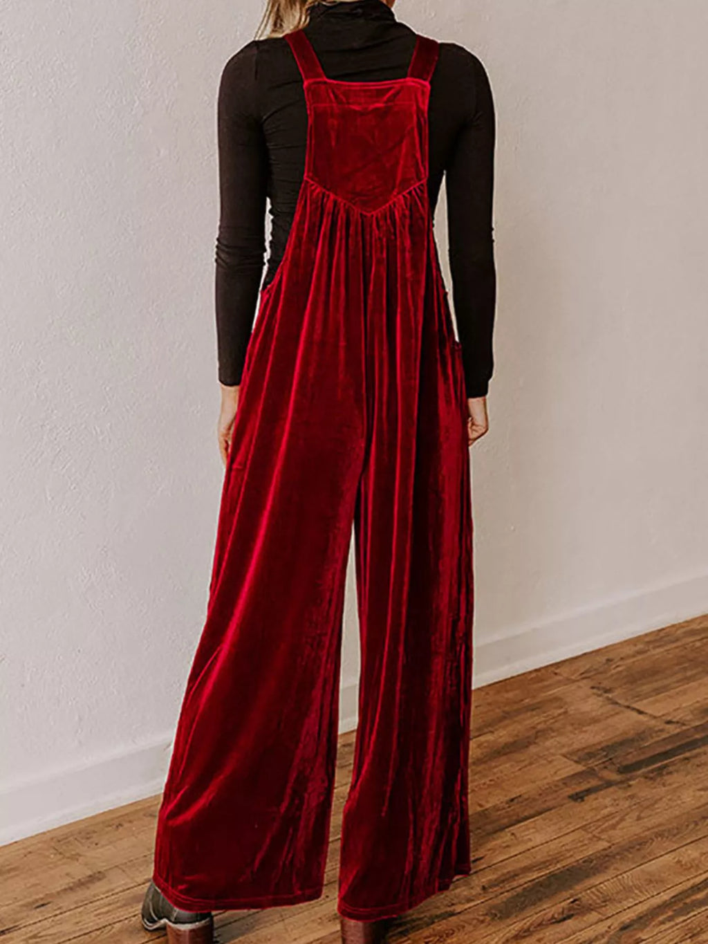 Velvet Wide Leg Overalls
