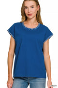 Zenana Stitch Detailed Oversize Top