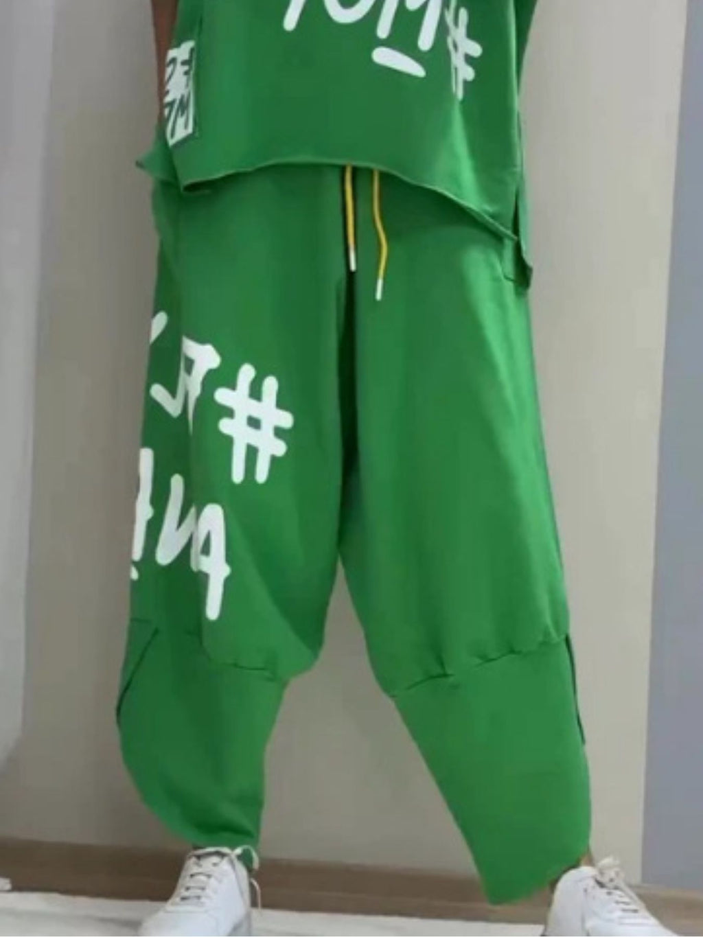 Full Size Letter Round Neck Tee and Drawstring Pants Set Plus Size