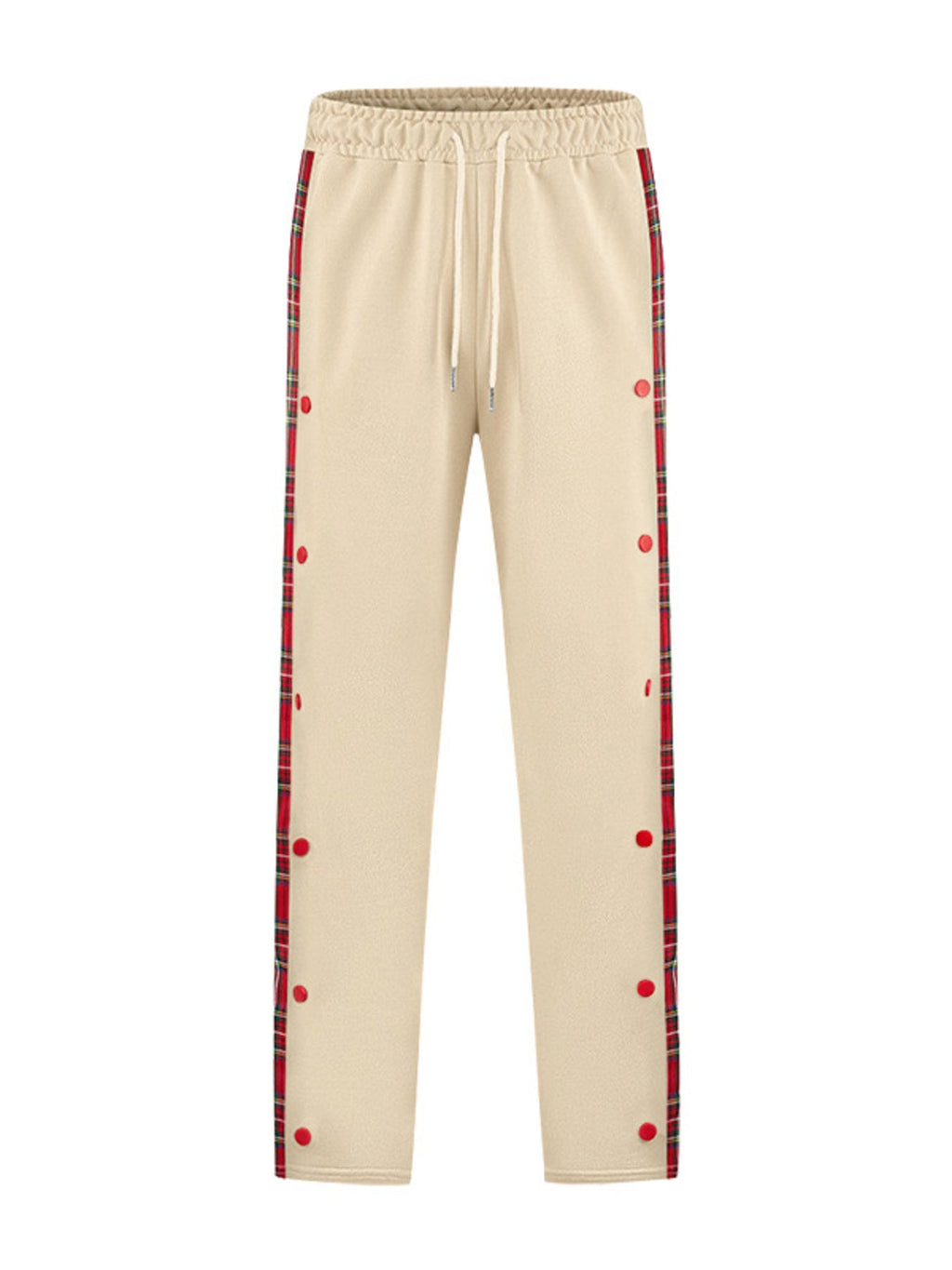 Men's Full Size Plaid Trim Snap-Button Track Pants Plus Size