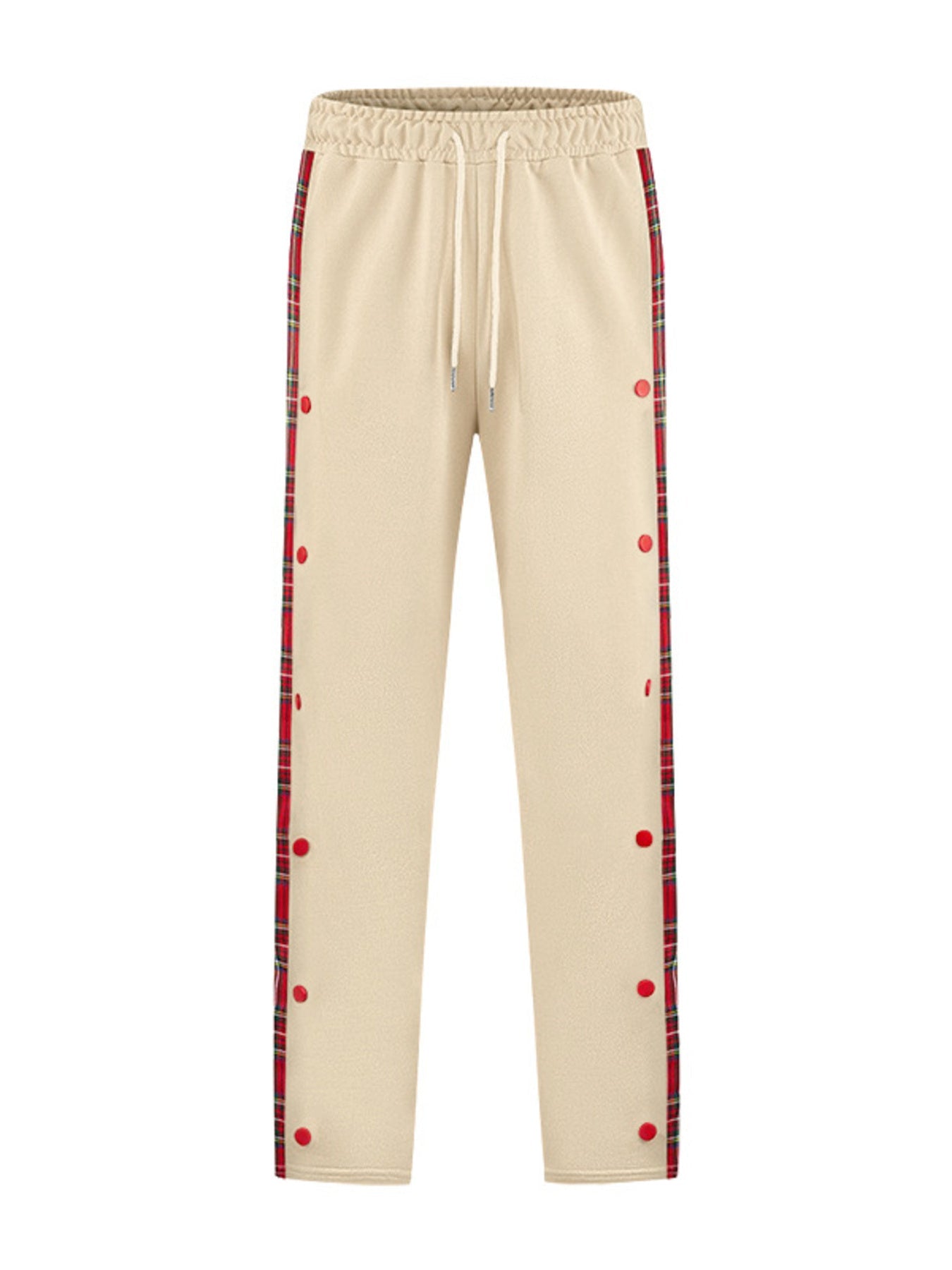 Men's Full Size Plaid Trim Snap-Button Track Pants Plus Size