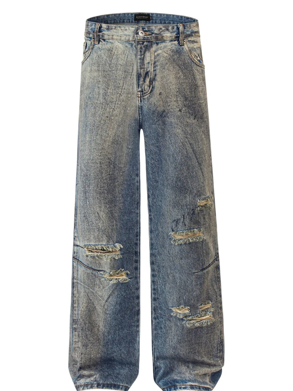 Men's Distressed Washed Straight Jeans