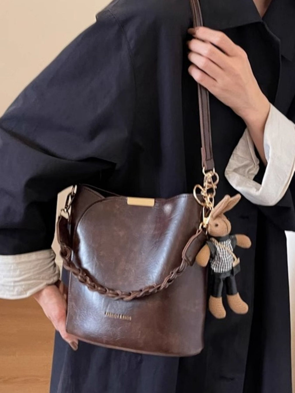 Braided Detail Bucket Crossbody Bag