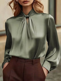 Satin Cutout Front Blouse