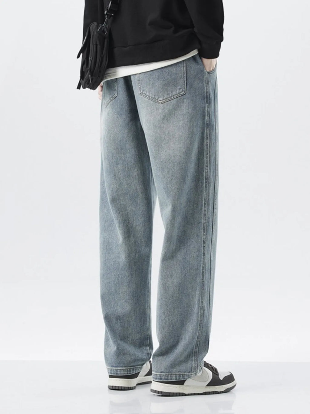Men's Full Size Washed Loose Fit Wide Leg Jeans Plus Size