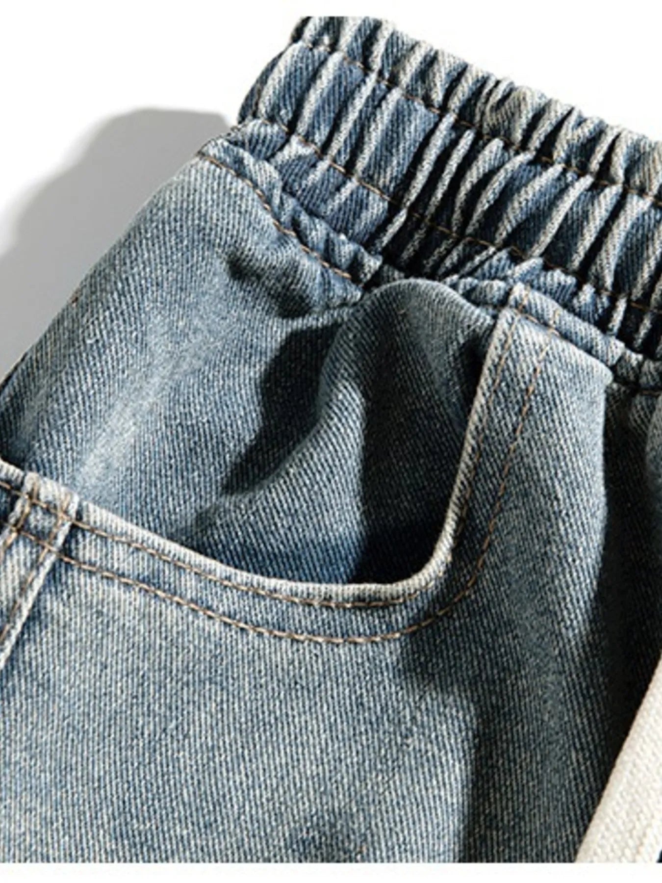 Men's Plus Size Drawstring Washed Wide Leg Jeans