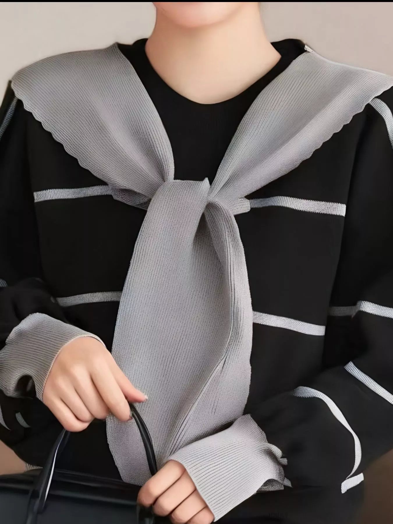 Striped Round Neck Long Sleeve Sweater