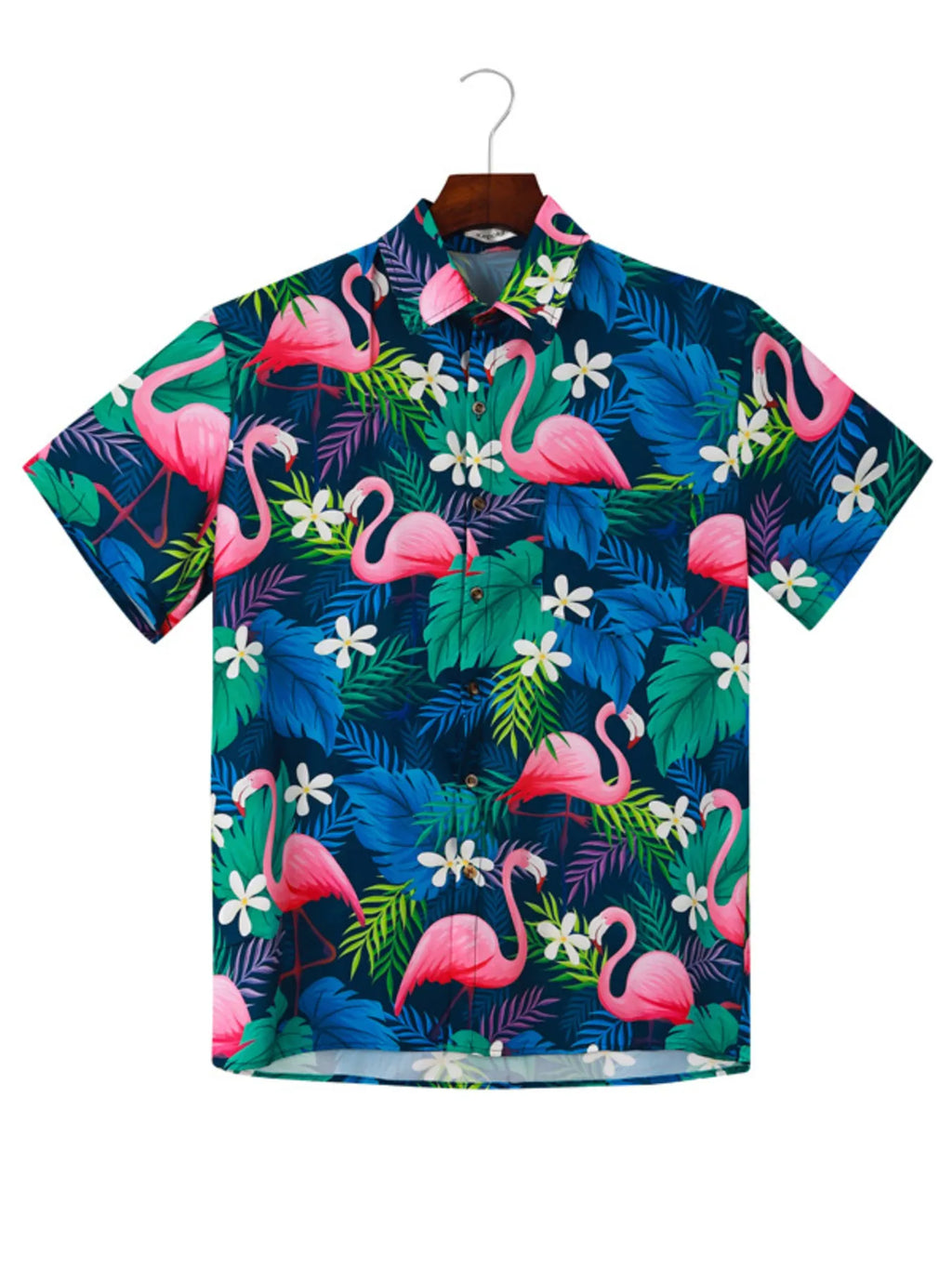 Men's Plus Size Printed Button Up Short Sleeve Shirt