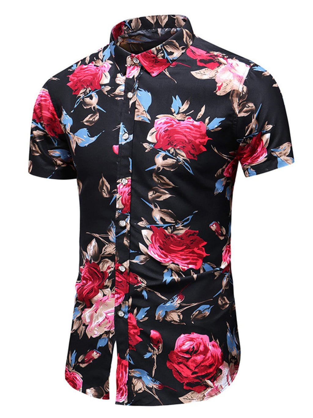 Men's Plus Size Floral Print Short Sleeve Casual Shirt