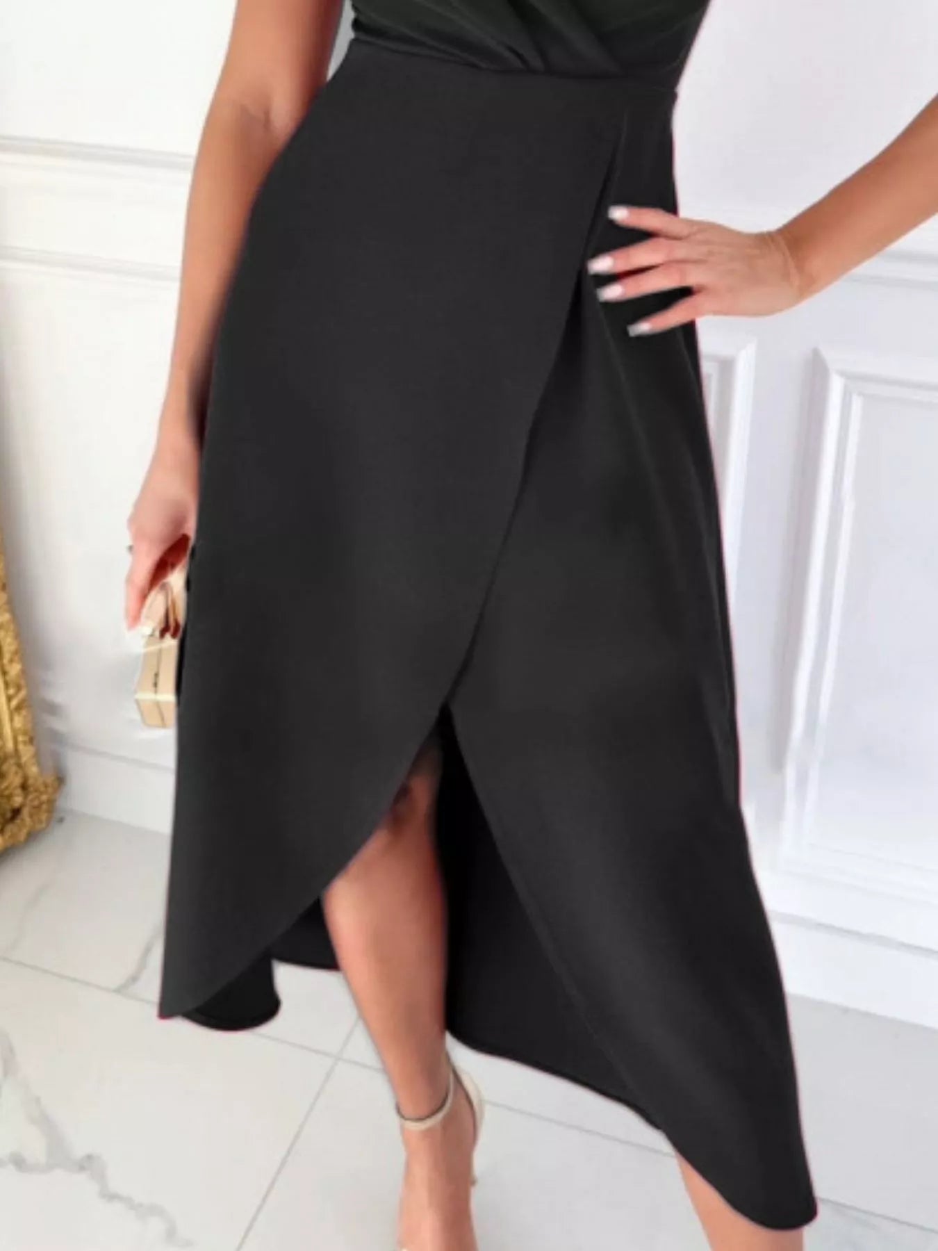 Ruffle Sleeve Wrap Midi Dress
