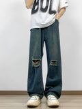 Men's Full Size Distressed Wide Leg Jeans Plus Size