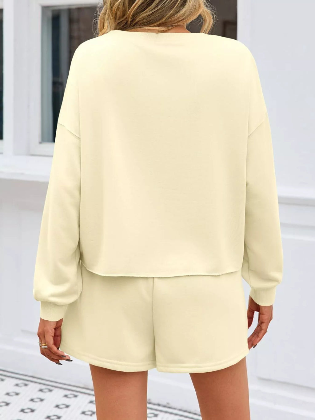 Pearl Embellished Round Neck Top and Skort Set