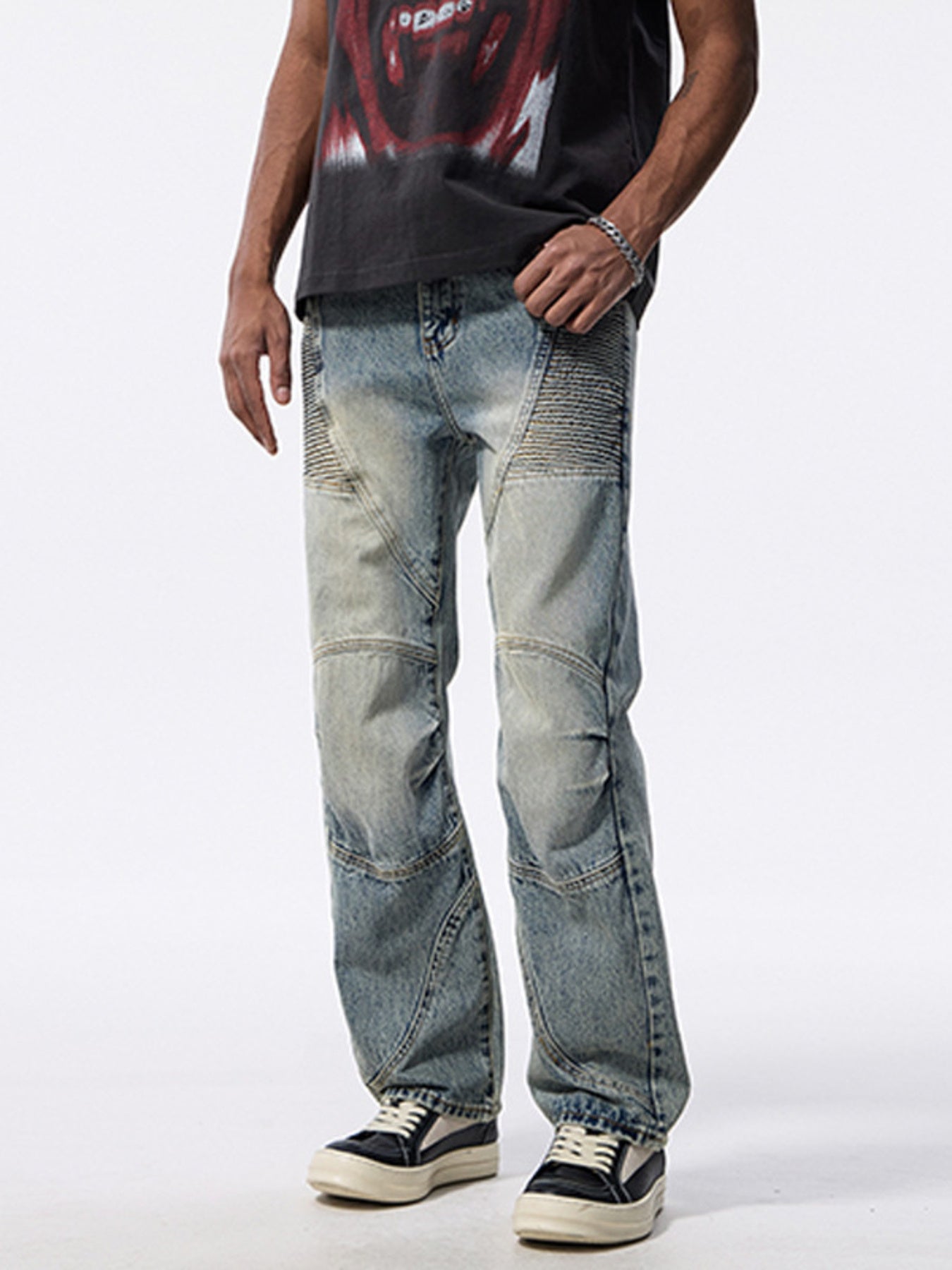 Men's Washed Wide Leg Jeans
