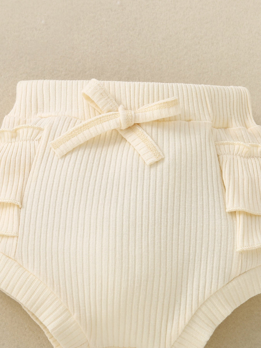 Children's Ribbed Ruffle Trim Bodysuit & Shorts Set