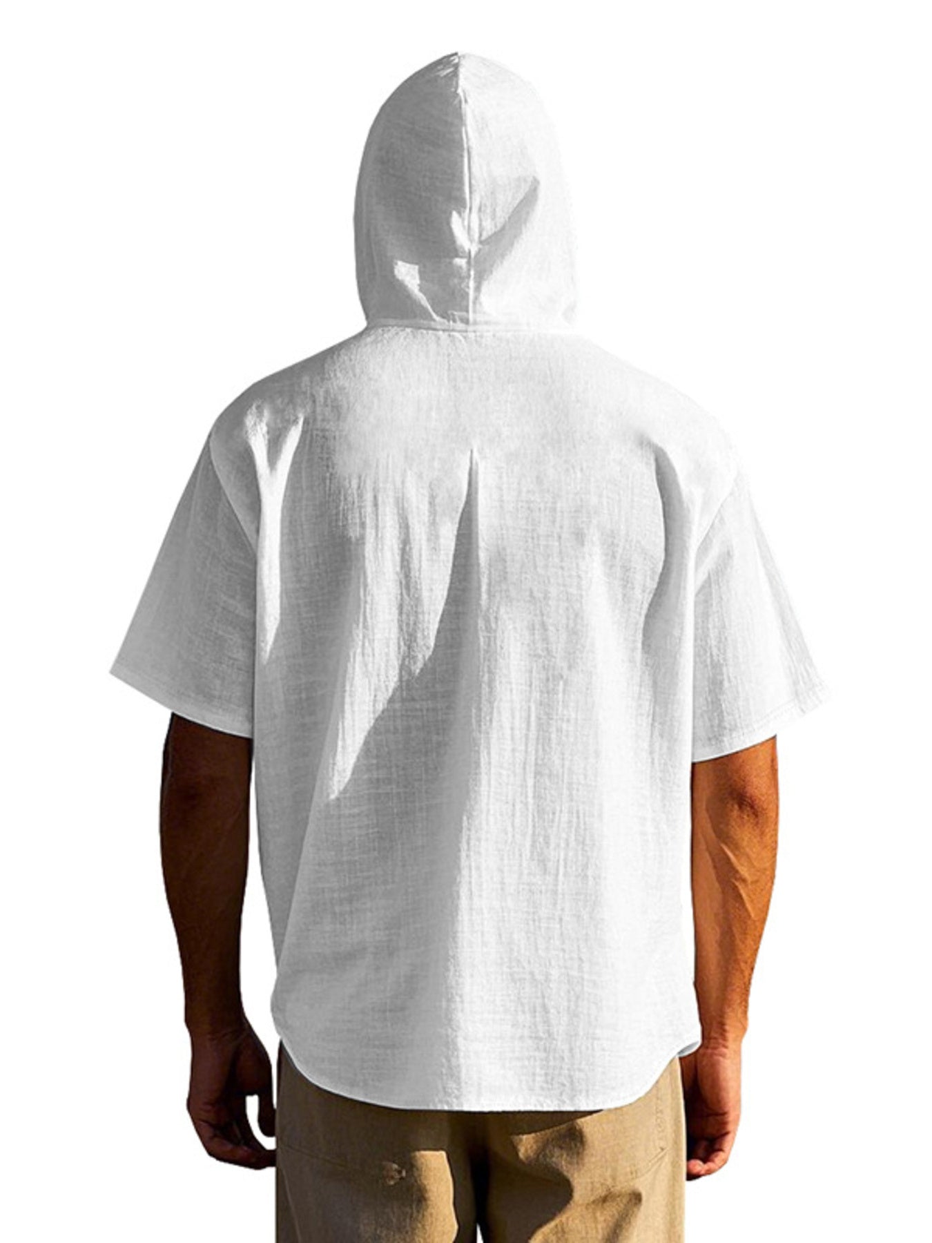 Men's Full Size Casual Hooded Short-Sleeve Shirt Plus Size