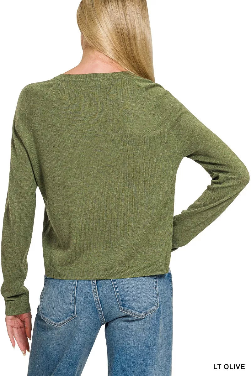 Zenana Lightweight Wool Blend Round Neck Sweater