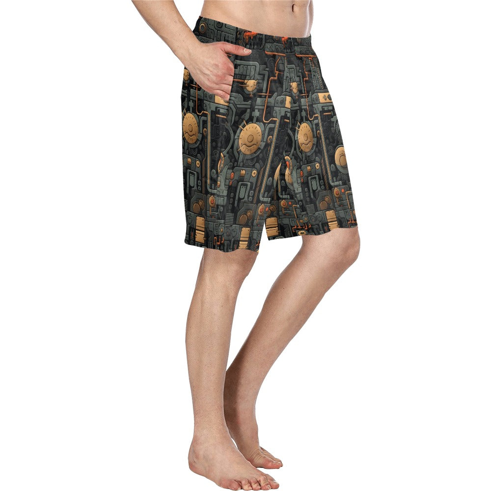 Baha Ranch Cyber Digital Gaming Men's Beach Board Swim Shorts
