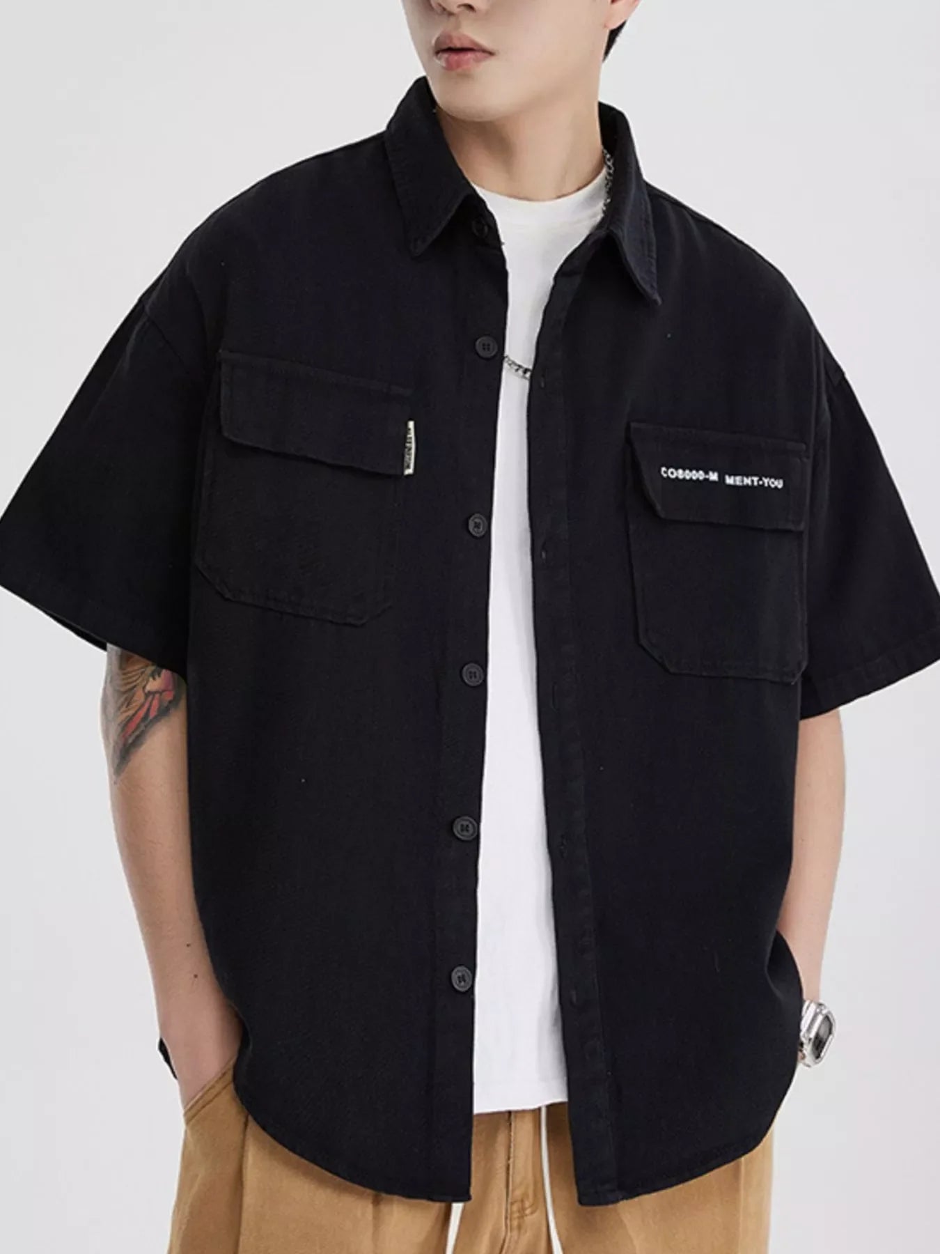 Men's Full Size Button Down Oversized Short Sleeve Shirt Plus Size