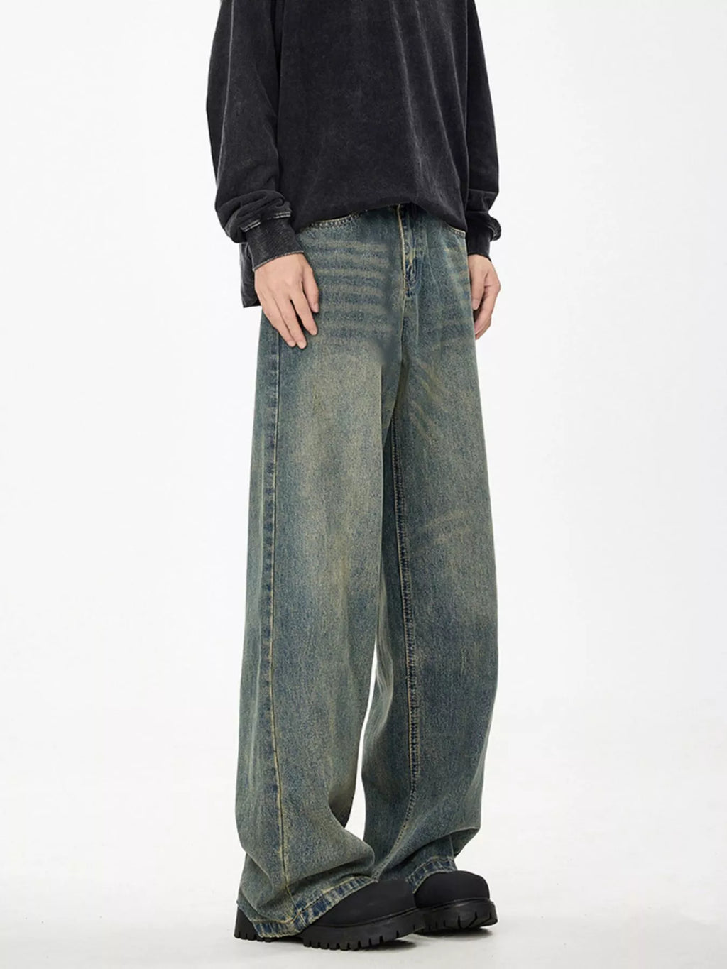 Men's Full Size Wide Leg Relaxed Fit Jeans Plus Size