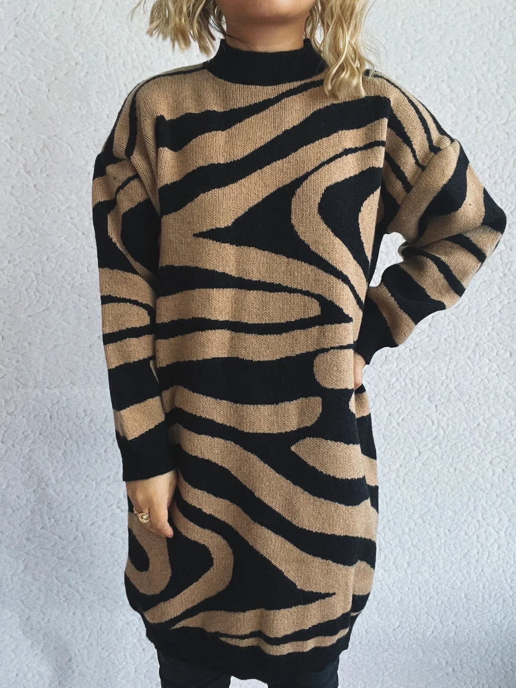 Oversized Zebra Print Long Sleeve Sweater