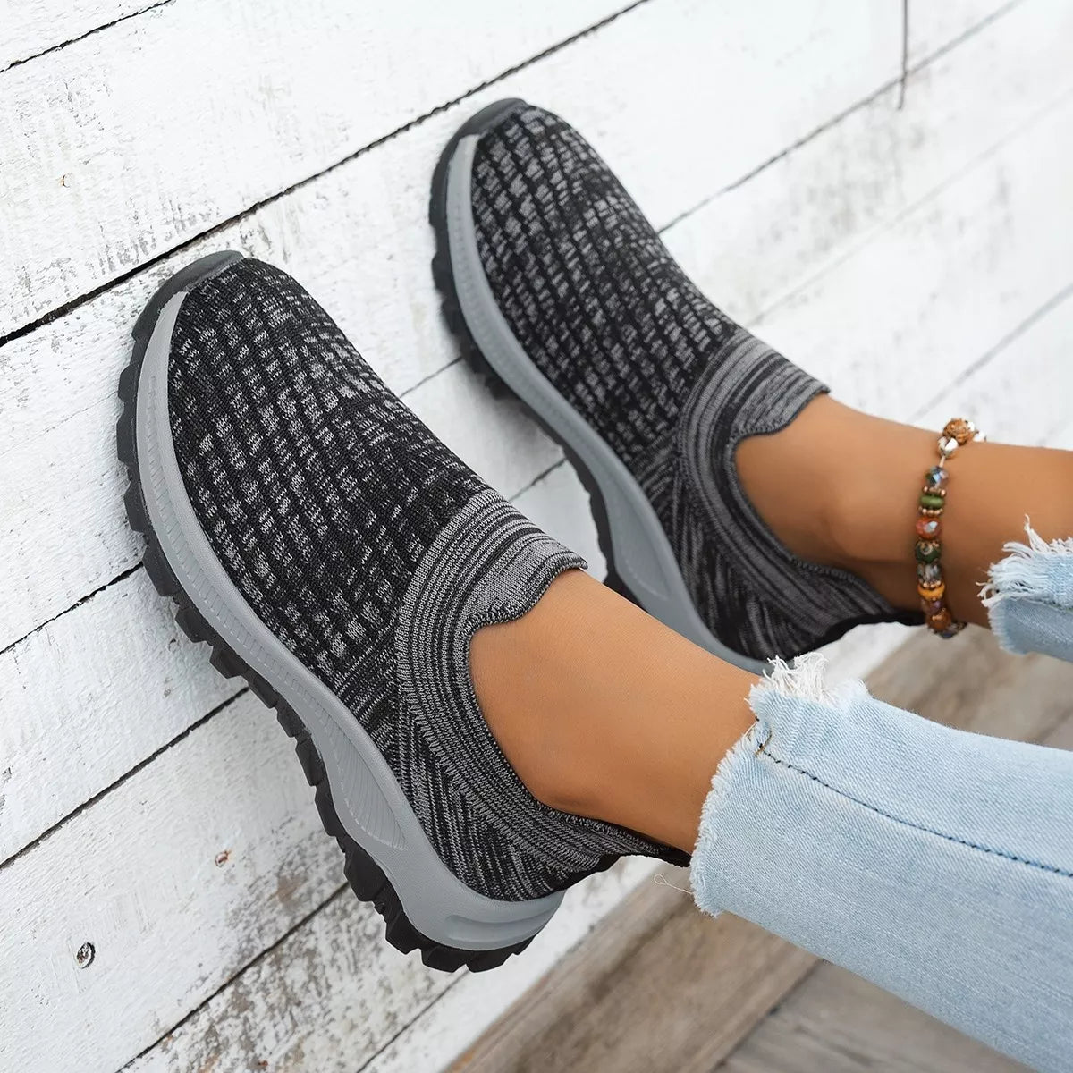 Round Toe Mesh Slip-Ons