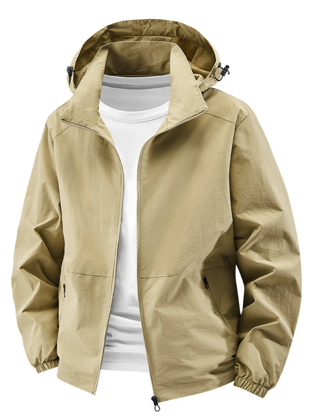 Men's Plus Size Lightweight Hooded Windbreaker Jacket