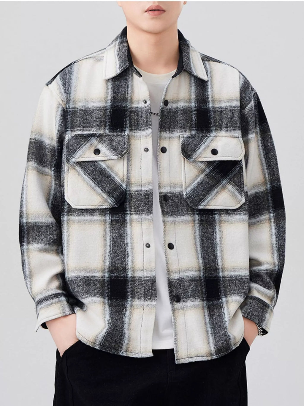 Men's Plaid Button Up Long Sleeve Shirt