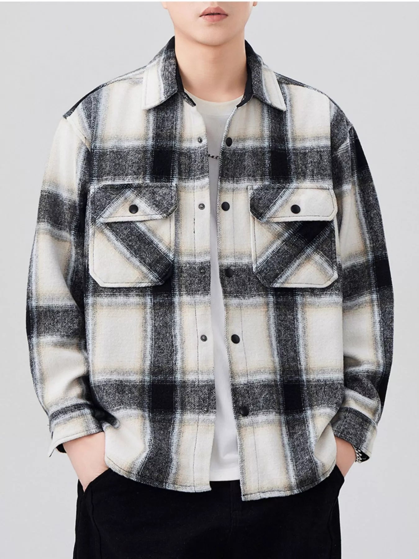 Men's Plaid Button Up Long Sleeve Shirt