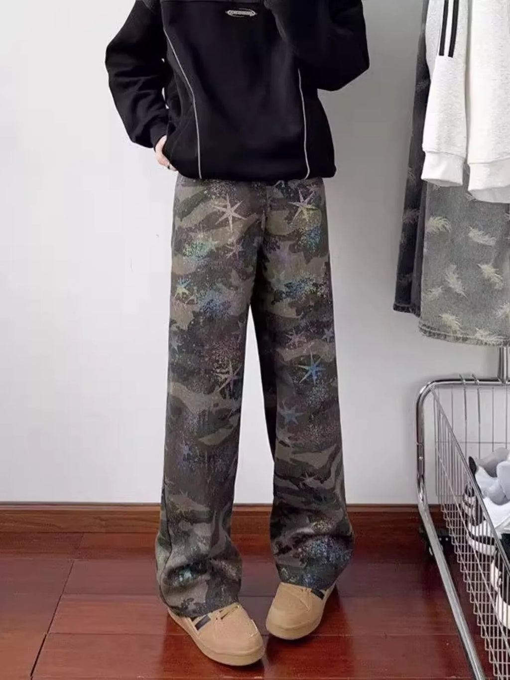 Men's Full Size Camouflage Wide Leg Jeans Plus Size