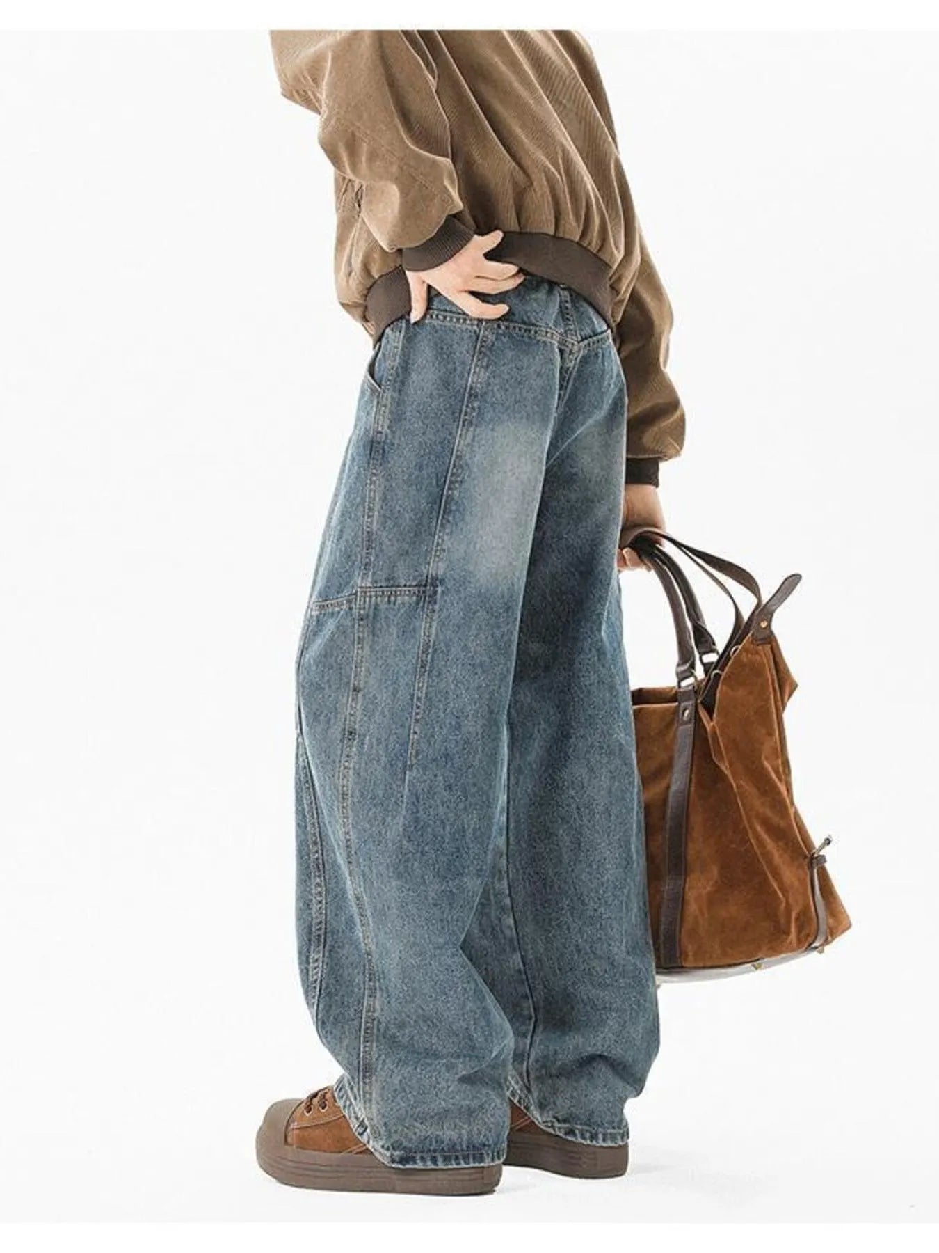 Men's Full Size Wash Wide Leg Jeans Plus Size