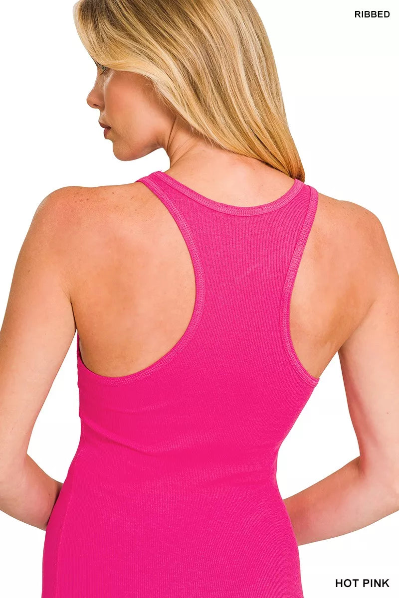 Zenana American Flag Embroidery Stretchy Ribbed Tank
