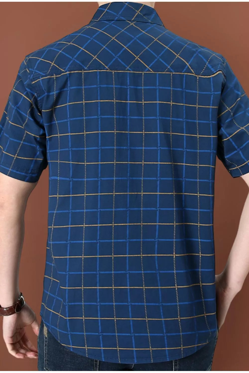 Men's Plus Size Casual Plaid Short Sleeve Shirt