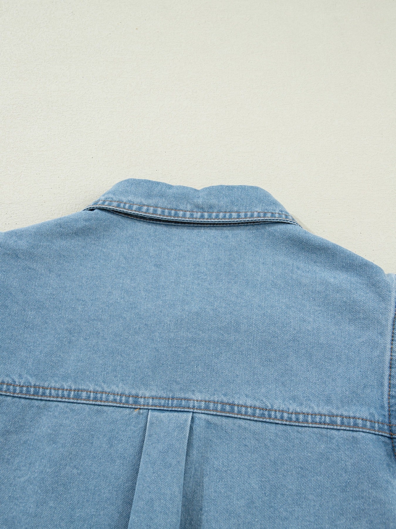 Ruffled Button-Down Denim Shirt