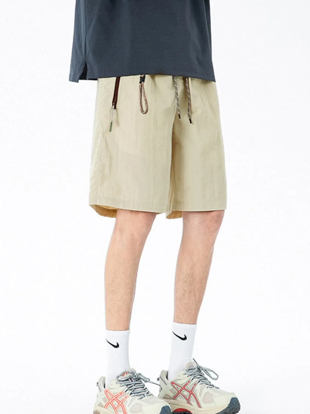 Men's Lightweight Drawstring Shorts with Zipper Pockets