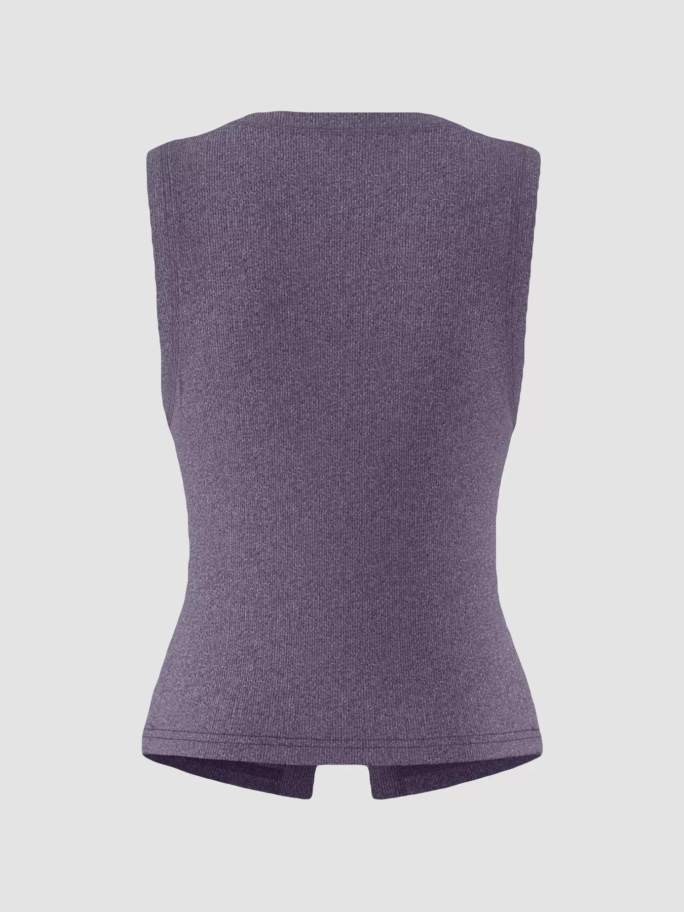Ribbed Button-Front Sleeveless Tank