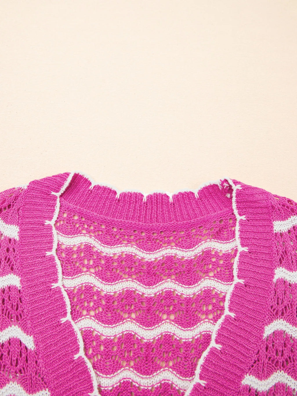 Striped Crochet Tie-Front Cardigan