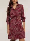 Printed Long Sleeve Mini Shirt Dress