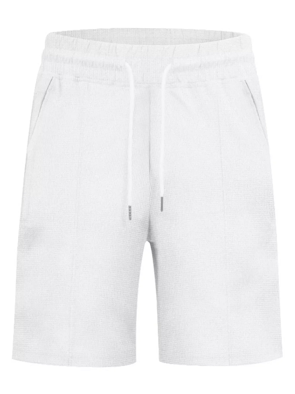 Men's Full Size Lace-Up Collar Casual Top and Shorts Set Plus Size