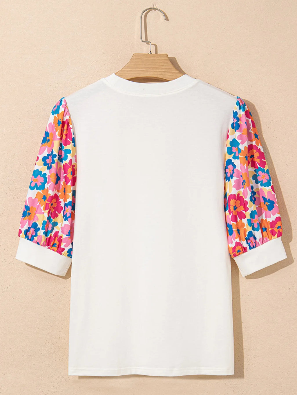 Floral Puff Sleeve Round Neck T-Shirt