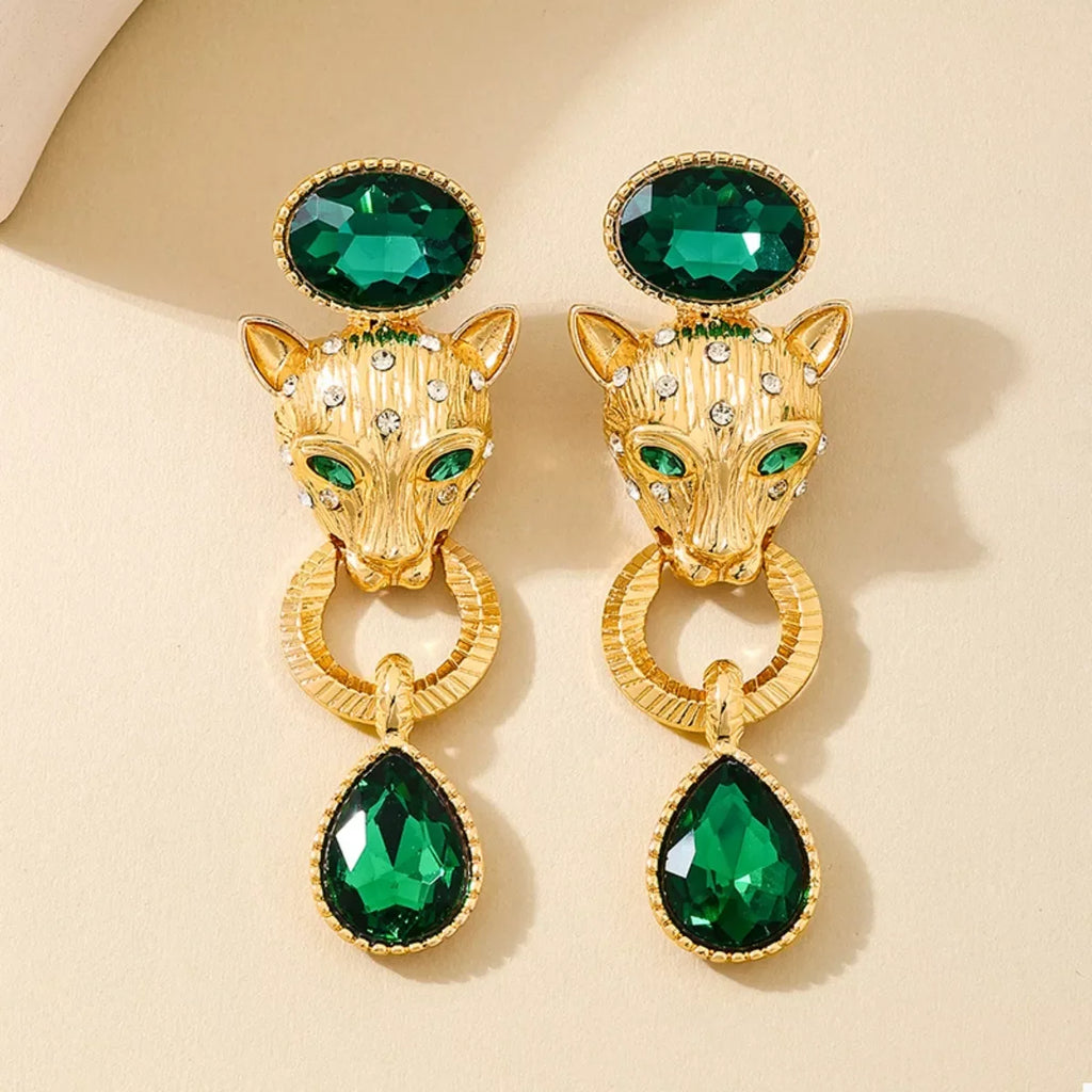 18K Gold-Plated Leopard Teardrop Earrings