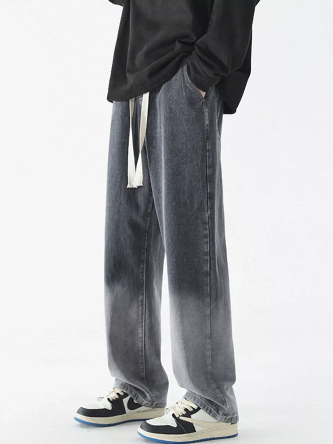 Men's Full Size Wide Leg Washed Jeans Plus Size