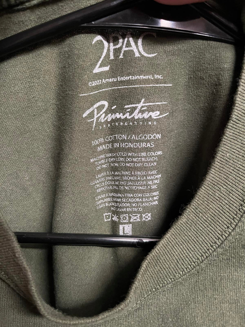 T-shirt 2pac x Primitive Skateboards Collab Tupac Shirt - L
