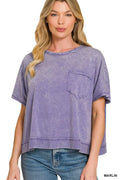Zenana Acid Washed Round Neck Short Sleeve Oversized T-Shirt